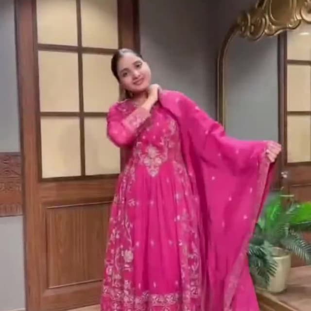 Magenta, Silver Anarkali Suit
