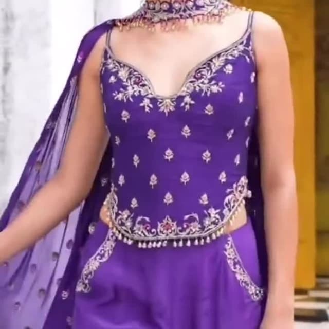 Purple, Silver Top and Pants Set