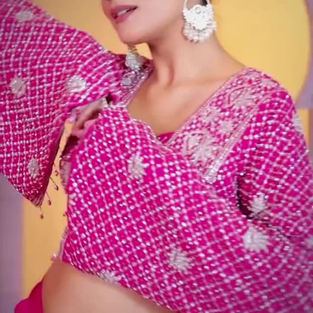 Hot pink and silver Blouse and Skirt