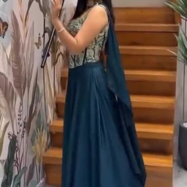 Teal, Gold, Green Lehenga Choli