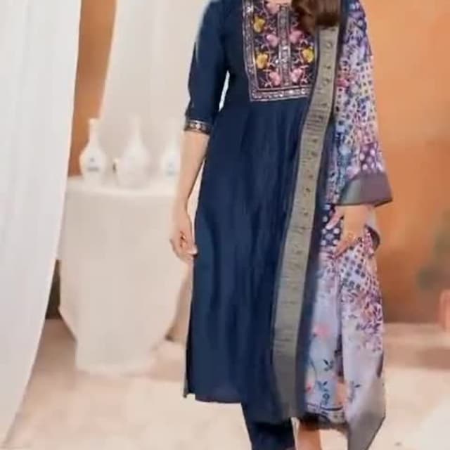 Navy Blue, Multicolor Salwar Kameez