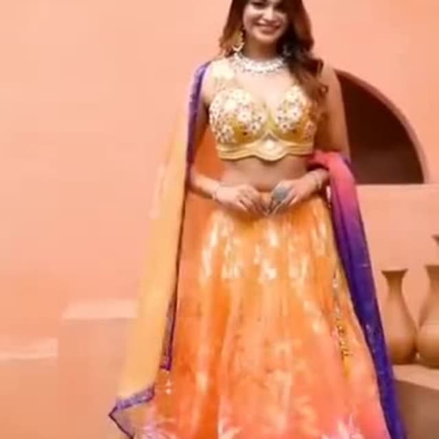 Orange, Purple, Gold Lehenga Choli