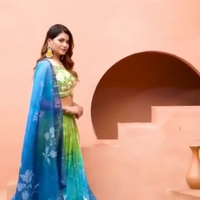 Blue, Green, White Lehenga Choli