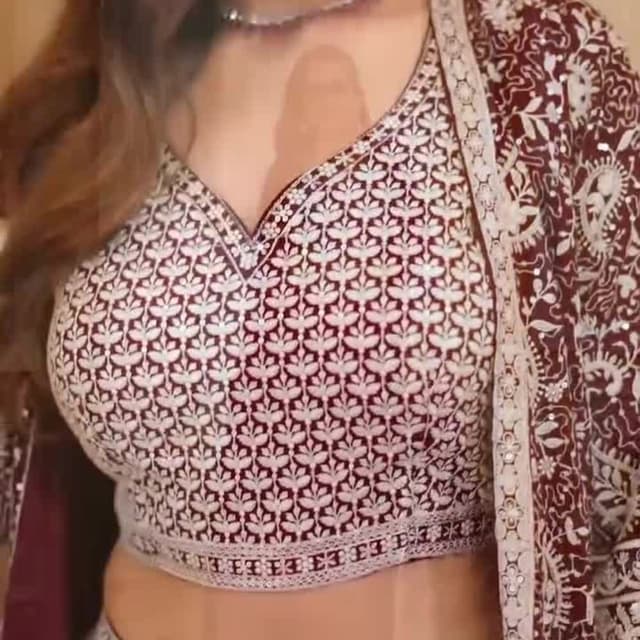 Maroon and silver Lehenga Choli