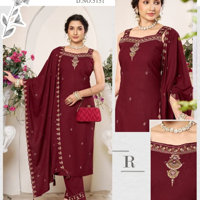 Maroon with Gold Salwar Suit