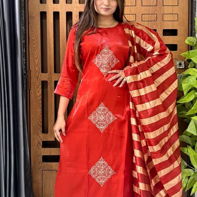 Red and Gold Salwar Kameez Suit Set