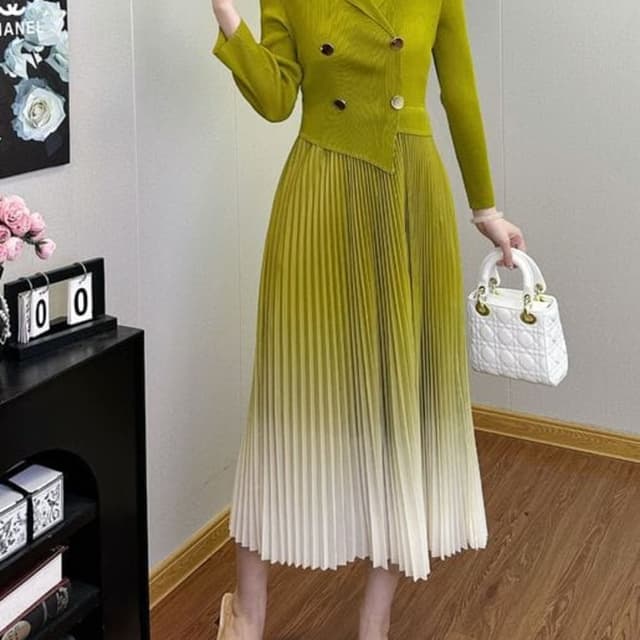 Olive green and white Dress