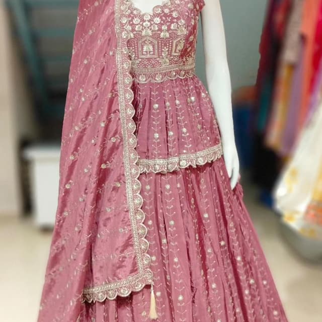 Dusty Rose and Silver Lehenga Choli