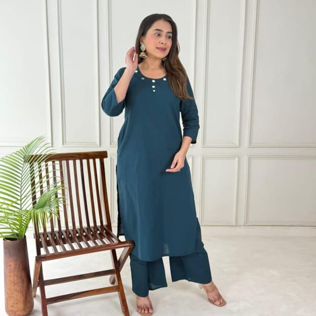 Teal Kurta with Pants