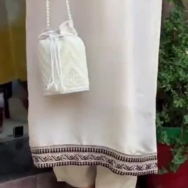 Ivory, Brown, and Beige Kurta and Pant Set