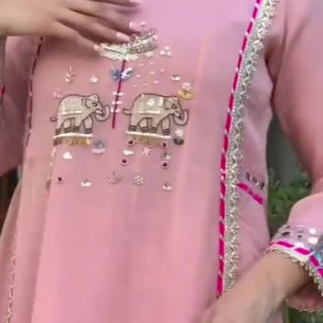 Pink with Silver and hints of other colors Kurti or Tunic