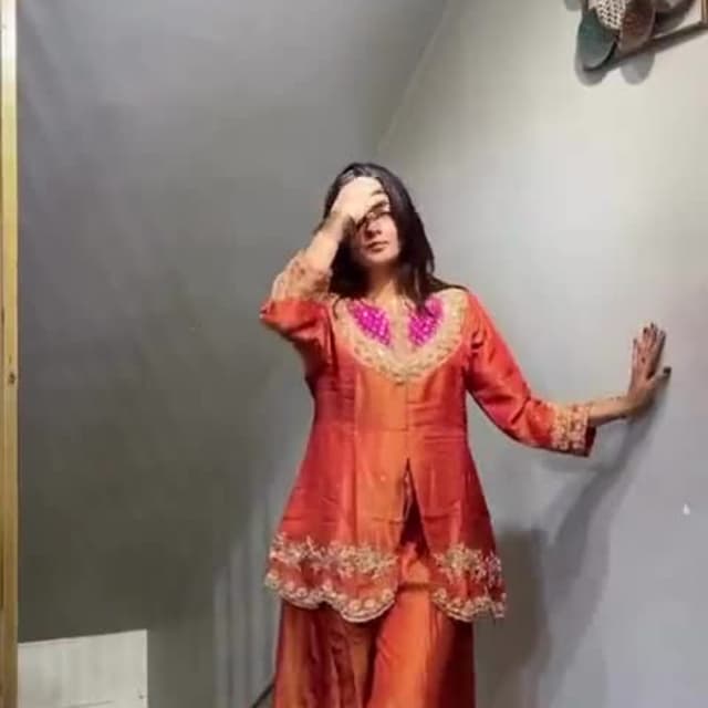 Orange and Pink Kurta and Pants Set
