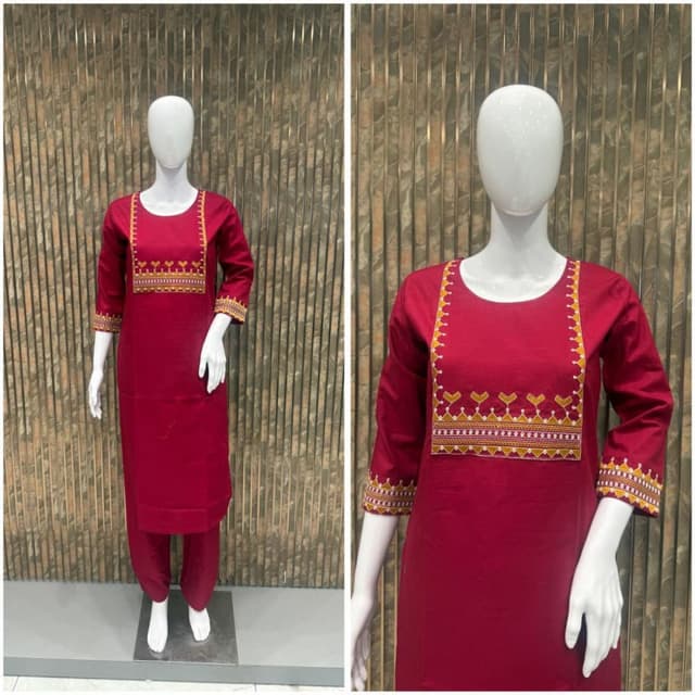 Red, Yellow Kurta with Pants