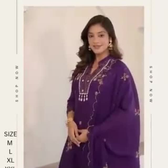 Purple with golden and white embroidery Salwar Kameez Suit