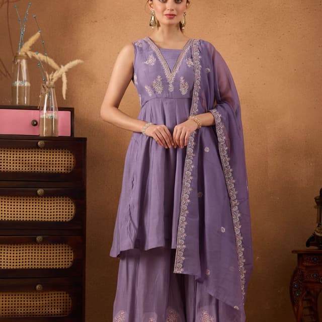 Lavender Sharara Suit