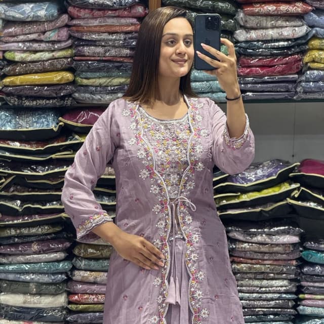 Lavender, White, Yellow, Pink Kurta Set
