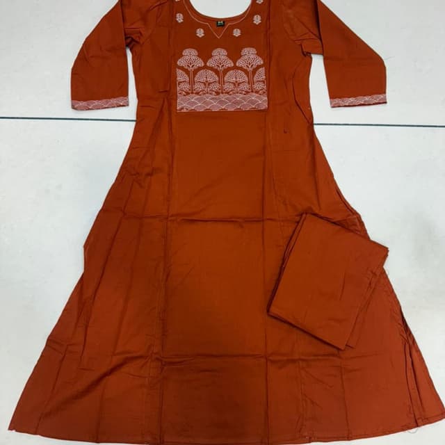 Burnt Orange with white accents Kurta Set