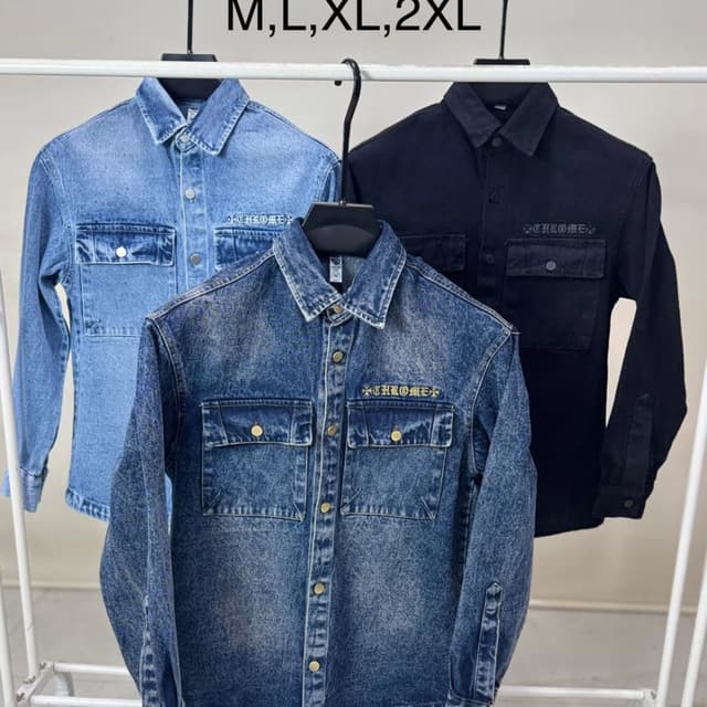 Blue, Black Denim Shirt