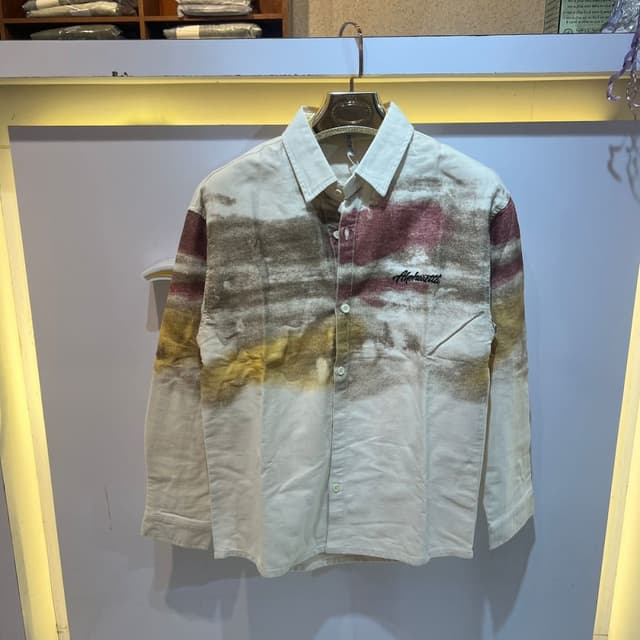 Cream, Brown, Maroon, Yellow Shirt