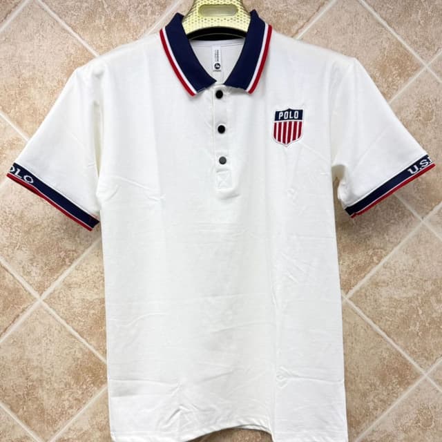 White, Navy Blue, Red Polo Shirt