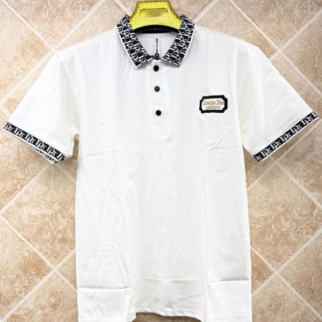 White, Black, Gold Polo Shirt