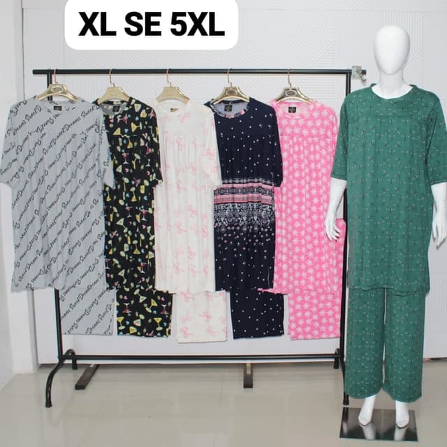 Various, including black, white, pink, and navy blue with various printed patterns Nightdress/Sleepwear
