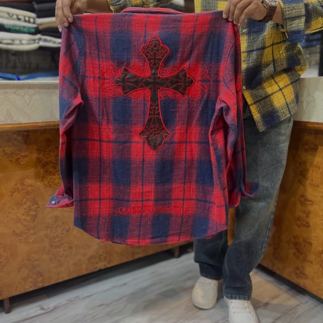 Red, Navy Blue, and Black Shirt