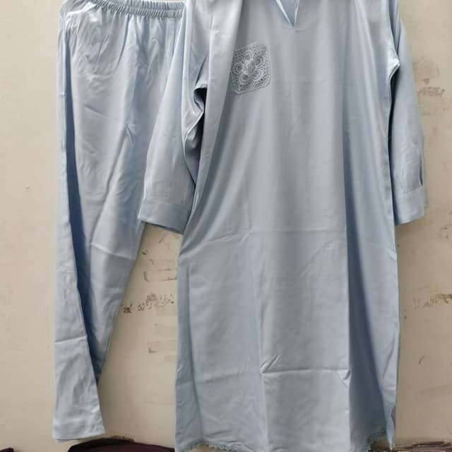 Light Blue and White Pajama Set