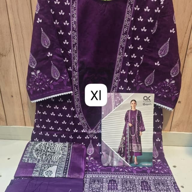 Purple and White Unstitched Suit Set