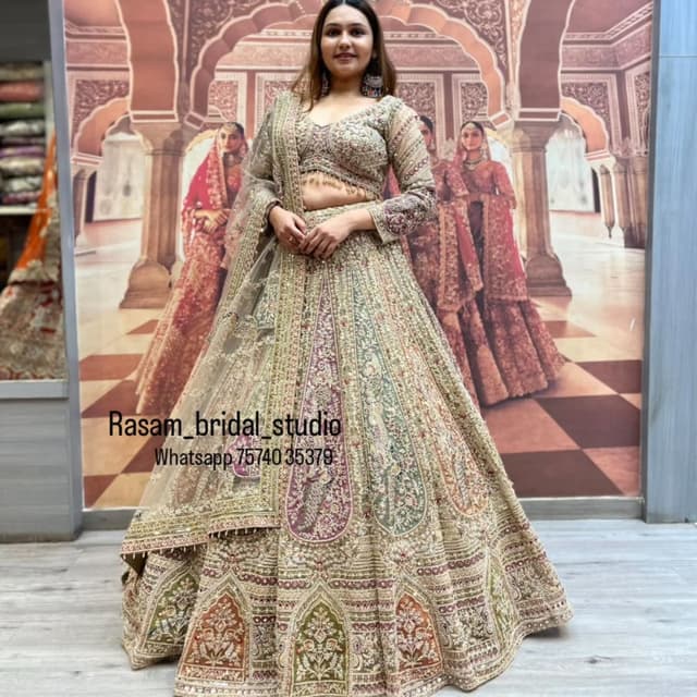 Gold, Red, Green, Purple Lehenga Choli