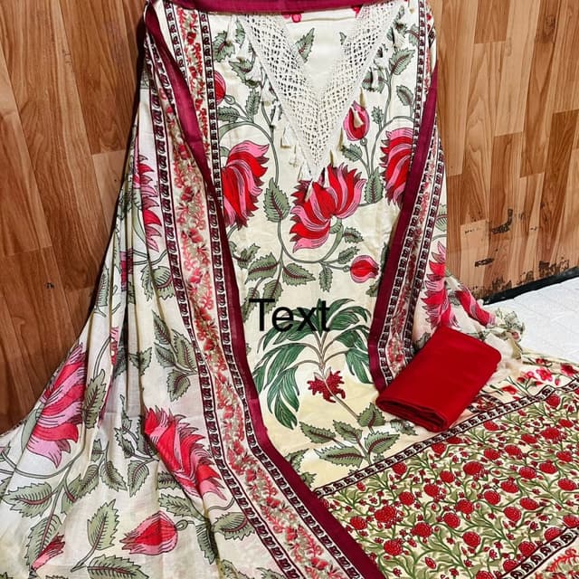 Ivory, Red, Green, and Maroon Salwar Kameez Suit