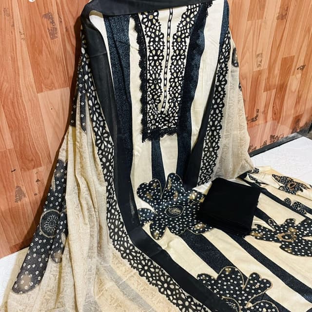 Black and Beige Unstitched Suit Set