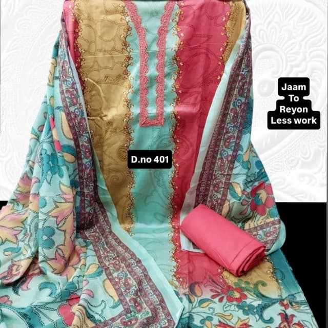 Pink, Light Blue, Beige, Brown Unstitched Suit Set