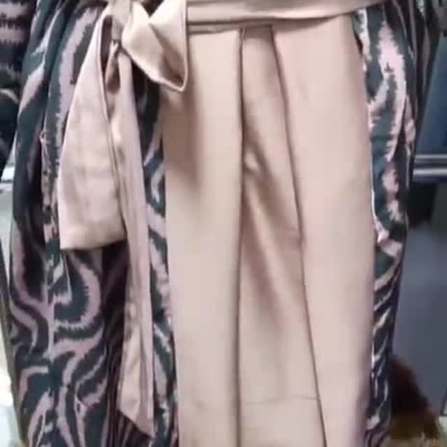 Pink, Dark Green, Beige Robe