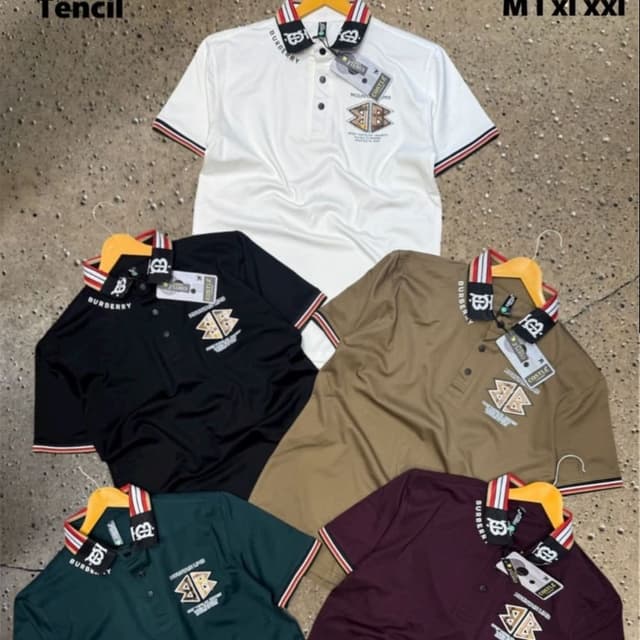 White, Black, Khaki, Green, Burgundy, with red and white accents Polo Shirt