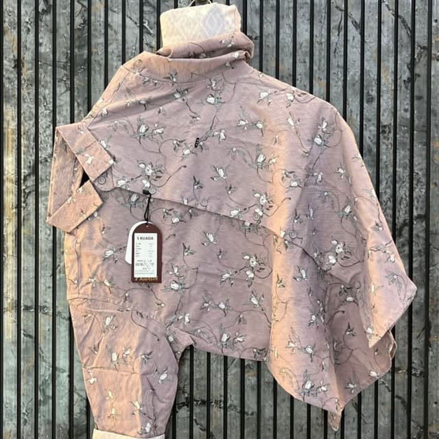 Mauve with White and Grey Shirt