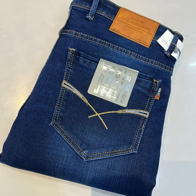 Dark Blue, Tan Jeans