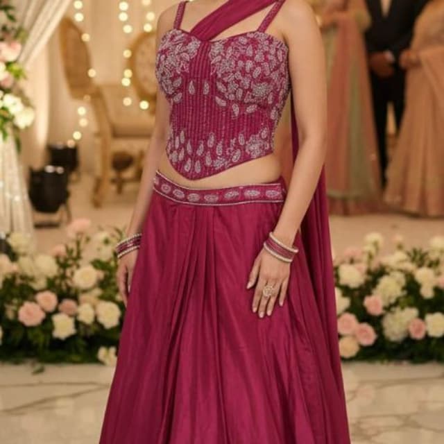 Magenta, Silver Lehenga Choli