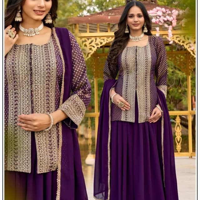 Purple and Gold Sharara Suit