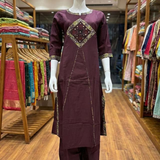 Maroon, Gold, and Earthy Tones Kurta with Palazzo Pants