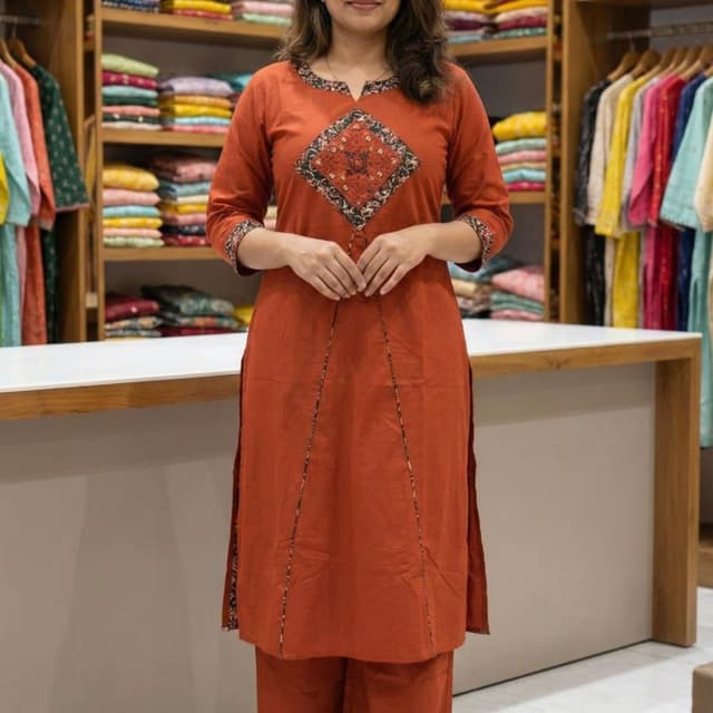 Terracotta and Brown Kurta Set