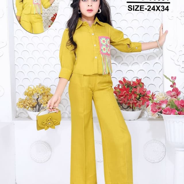 Mustard yellow, Pink, Green Co-ord Set