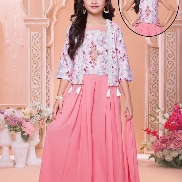Pink, White, Pastel shades Sharara Set