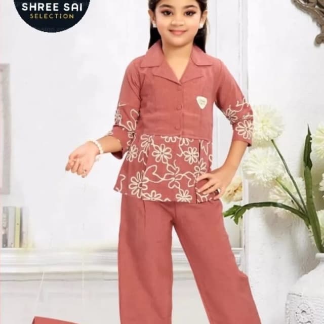Coral and White Co-ord Set