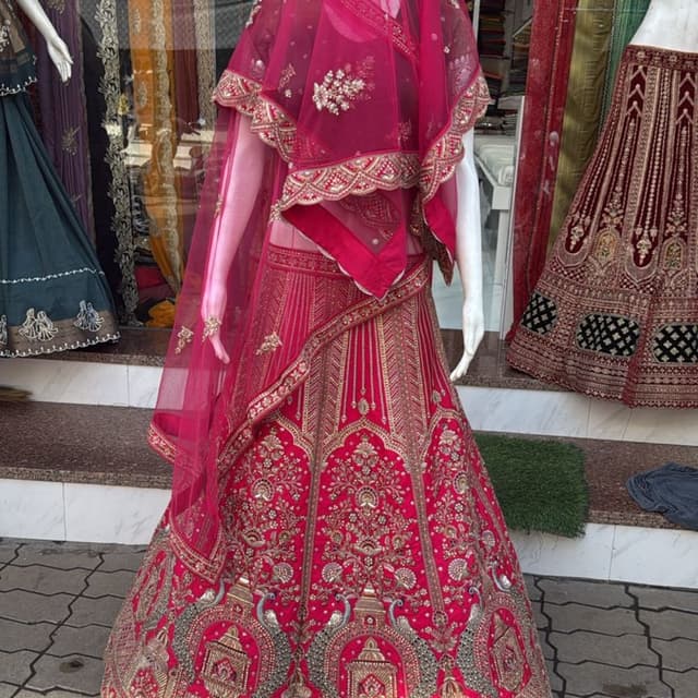 Hot Pink and Gold Lehenga Choli