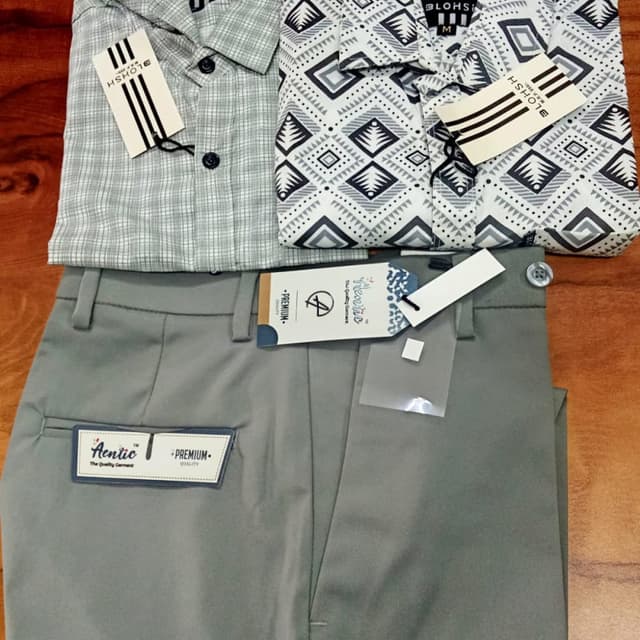 Gray and White Shirt and Trousers