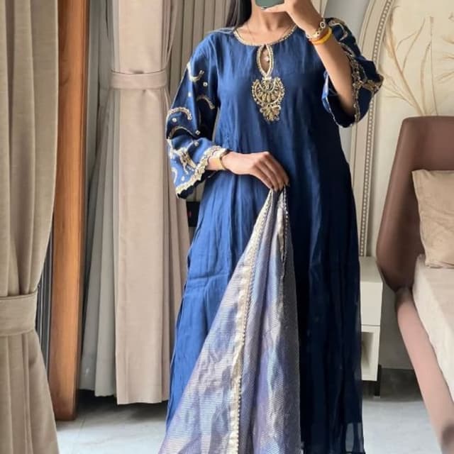 Navy Blue and Gold Dress