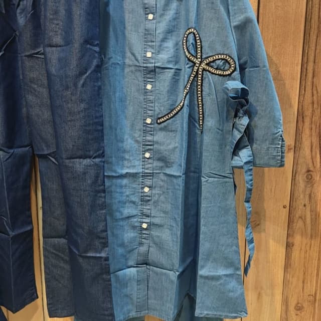 Blue Shirt Dress and Pant Set