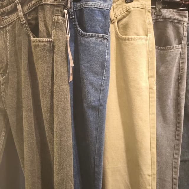 Various shades of Blue, Gray, and Beige Jeans