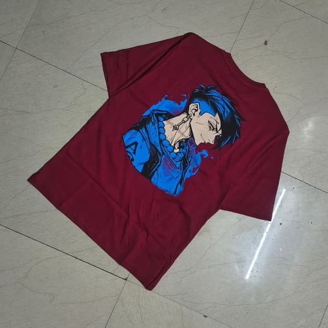 Burgundy, Blue, Black, White T-shirt